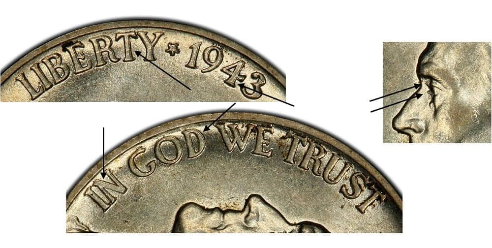1943 Nickel with Doubled Eye Error