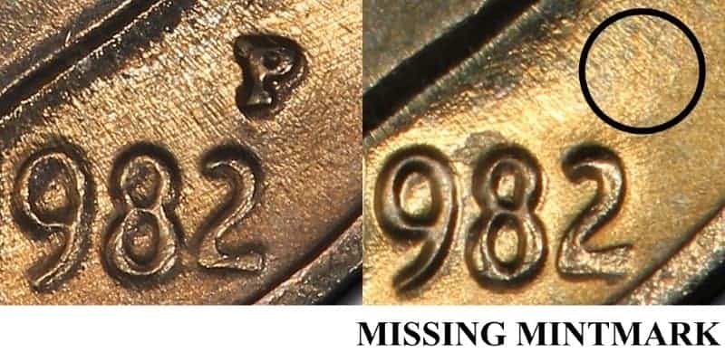 1982 penny No Mint Mark