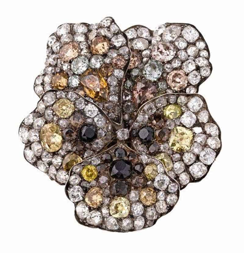 Diamond Pansy Brooch