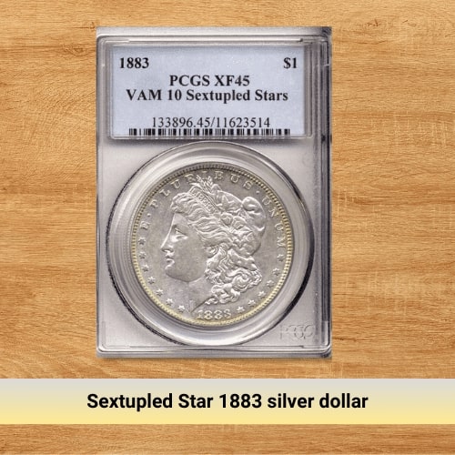 Sextupled Star 1883 silver dollar