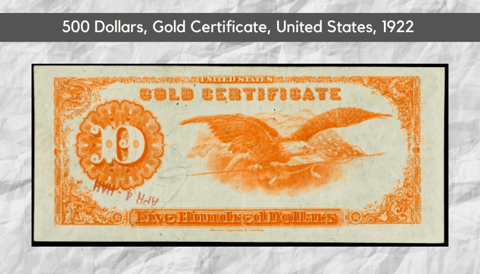 1922 $500 Gold Certificate