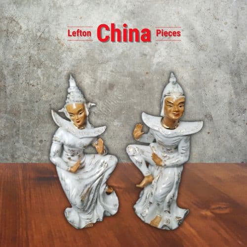 1950s Vintage Lefton China Oriental Asian Dancer Ceramic Pair