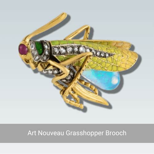 Art Nouveau Grasshopper Brooch