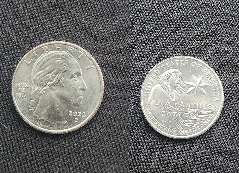 Wilma Mankiller Quarter - 2022-D Wilma Mankiller Quarter Error Die Chip Over Eyebrow Flower in Hair