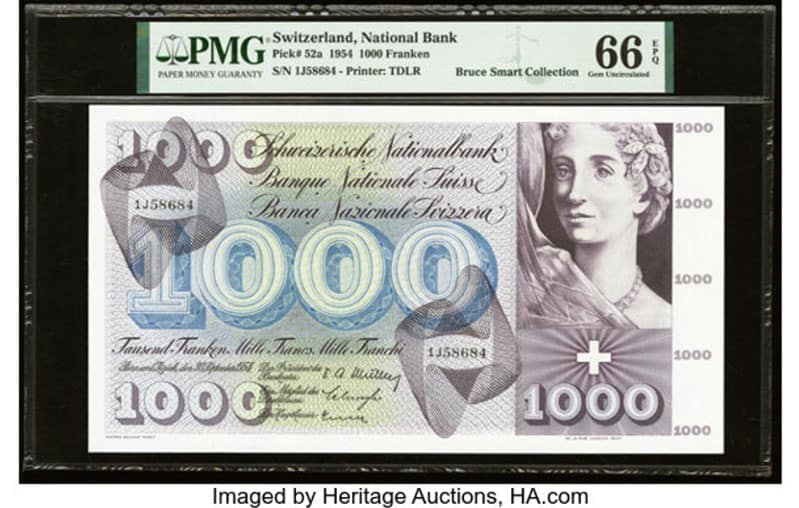Highest Denomination Bill In The World - 1,000 Swiss francs (CHF)