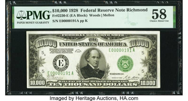 Highest Denomination Bill In The World - $10,000 Federal Reserve Note