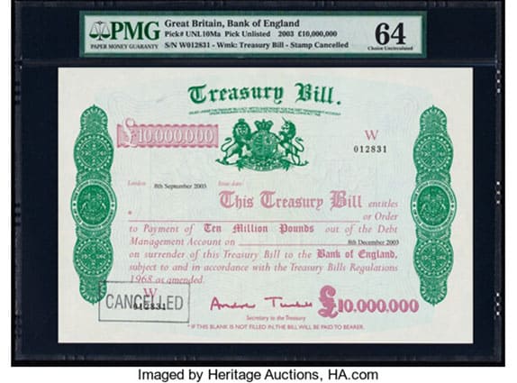 Highest Denomination Bill In The World - £10,000,000 banknote