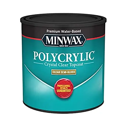 Minwax Polycrylic Protective Finish in a half-pint can, semi-gloss sheen
