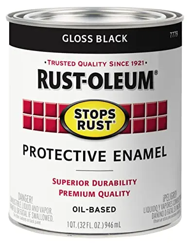 Rust-Oleum Stops Rust gloss black paint in a quart can