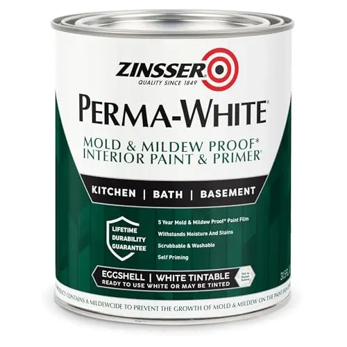 Zinsser PERMA-WHITE mold-proof paint in a quart can