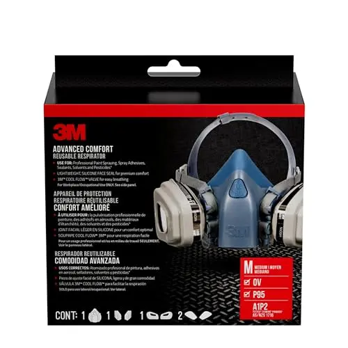 3M Advanced Comfort reusable half-face respirator with blue and white silicone seal