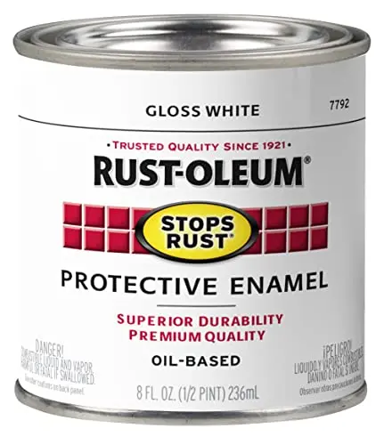 Rust-Oleum 8oz can of gloss white enamel paint for small metal projects