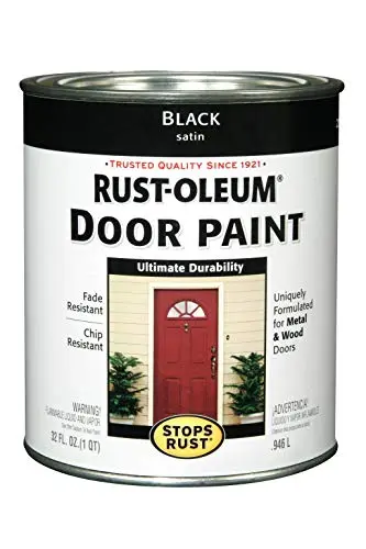 Rust-Oleum Front Door Oil Paint in Black satin quart can