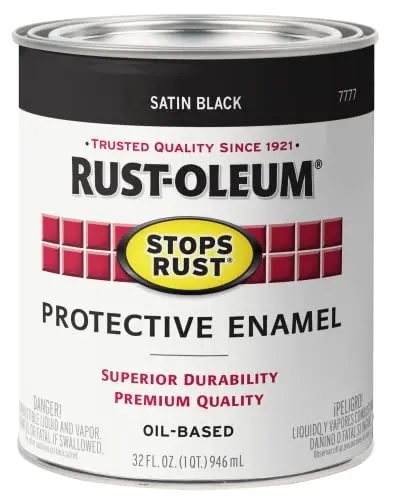 Rust-Oleum Stops Rust quart can of black satin paint for metal