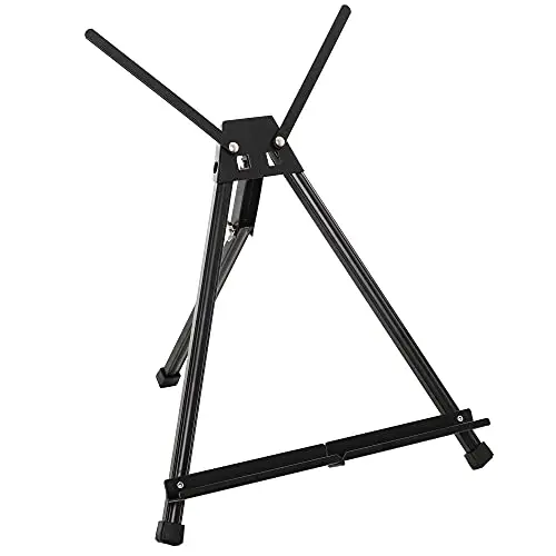 U.S. Art Supply adjustable aluminum tabletop easel holding a medium canvas