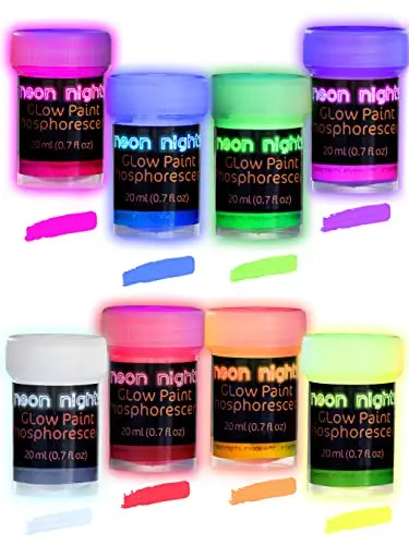 Neon Nights 8 color set of luminous phosphorescent paint