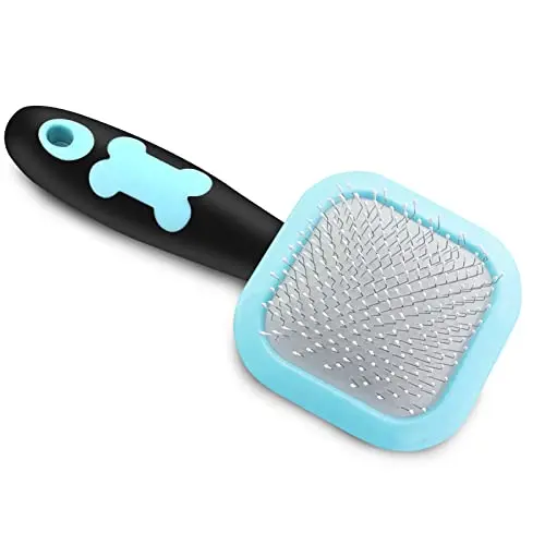 PETPAWJOY blue rotatable slicker brush for small pets