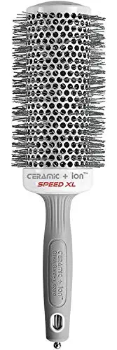 Olivia Garden ceramic ion round brush with extra-long silver barrel and black bristles