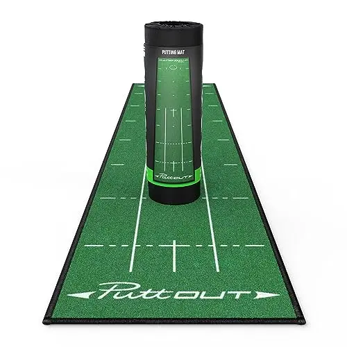 PuttOUT Medium Putting Mat with alignment lines and pace targets