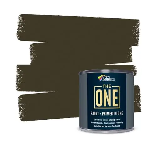 THE ONE All-in-One Paint & Primer in a small 8.5oz can, matte brown finish
