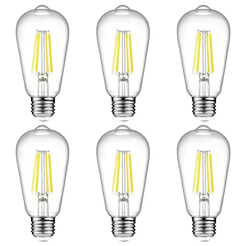 Ascher 6-Pack Vintage ST58 LED Edison Filament Bulbs in clear glass