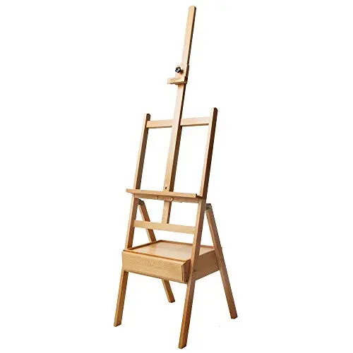 Mont Marte Signature Box Floor Easel made of beech wood with a storage drawer.