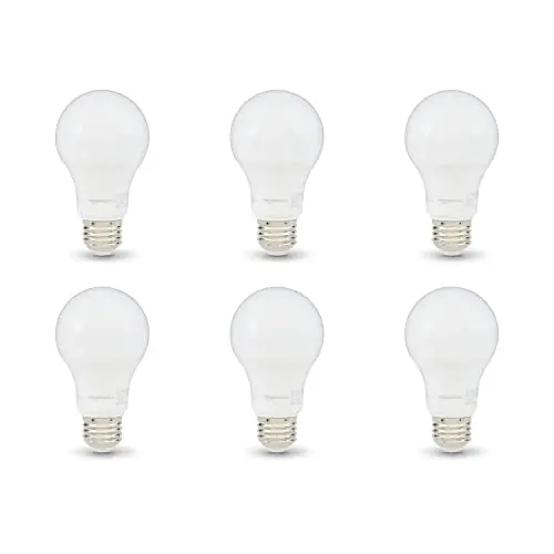 Amazon Basics 6-Pack A19 Dimmable LED Light Bulbs in daylight