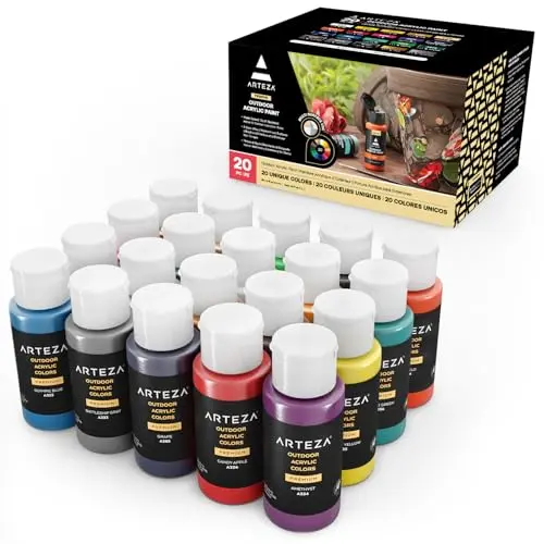 ARTEZA Outdoor Acrylic Paint Set of 20 assorted color bottles