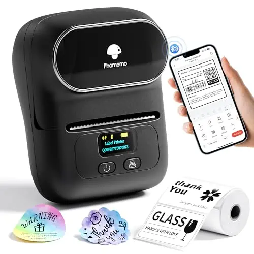 Phomemo M110 mini Bluetooth thermal label printer in black