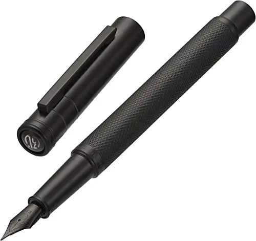 Asvine matte black forest fountain pen with extra fine nib