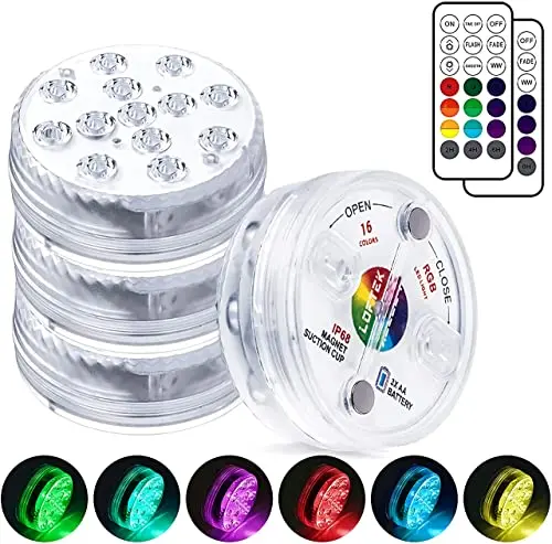 LOFTEK battery-operated submersible LED pool lights 4-pack with remote