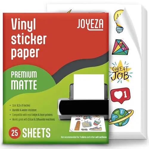 JOYEZA Matte White Printable Vinyl Sticker Paper sheets