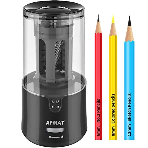 AFMAT black electric pencil sharpener on a desk