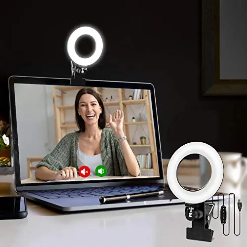 Cyezcor circular ring light with a clip for attaching to a laptop or monitor