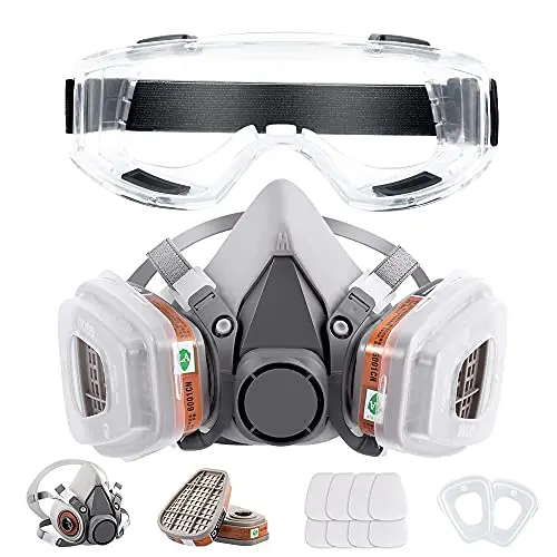 GZFDYW half-face respirator and safety goggles combo set in grey