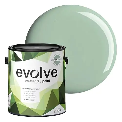 EVOLVE Seafoam Green paint can with eggshell finish for bathrooms