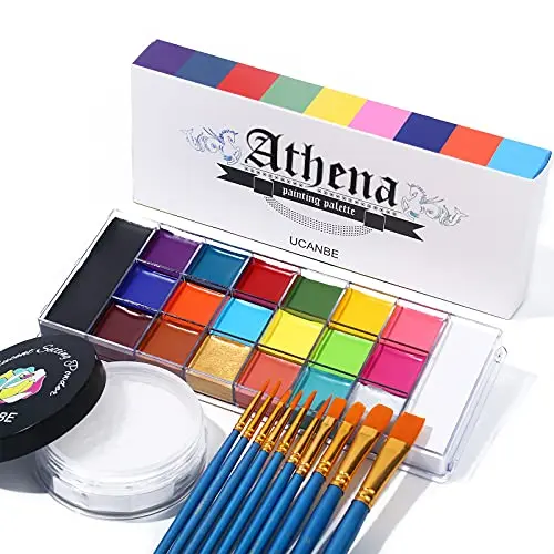 UCANBE Athena body paint palette with setting powder and makeup brushes