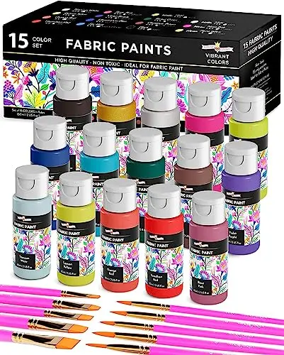 CHALKY CROWN fabric paint set with 15 tubes in a portable storage box