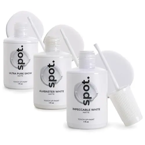 spot. Touch-Up Paint kit with three shades of white matte paint and brush