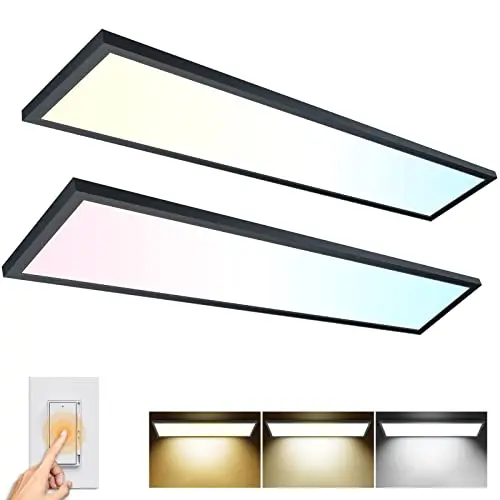 AIKVSXER two-pack of black trim rectangular LED flat panel lights