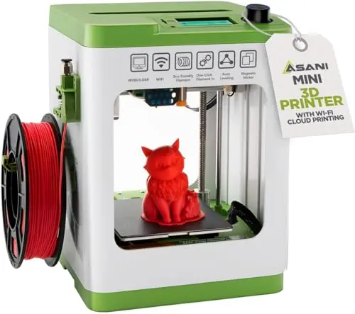 Asani Mini green 3D printer with filament spool