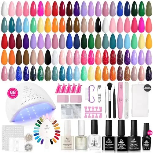 Beetles 68-piece gel nail polish kit with UV light and 35 colors