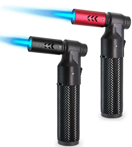 Zoocura 2 pack of black and red butane torch lighters with large nozzles