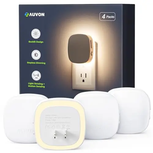AUVON backlit night light plugged into a wall outlet