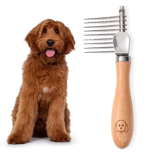 We Love Doodles double-sided dog dematting rake and detangler brush