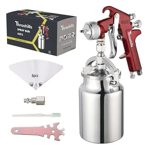 Throohills red HVLP siphon feed spray gun with 1.8mm nozzle and 1000cc cup