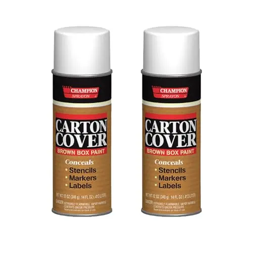 Champion Sprayon brown box paint for covering carton labels