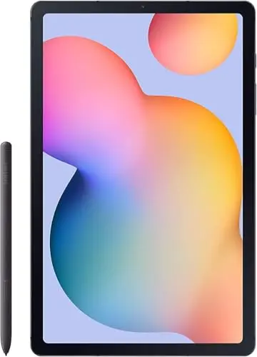 Samsung Galaxy Tab S6 Lite (2024) in Oxford Gray with the included S Pen attached magnetically
