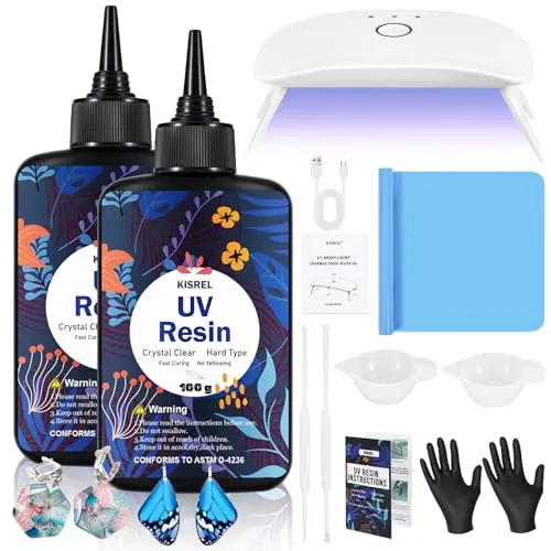 KISREL UV resin kit with 200g resin and 8-LED UV light