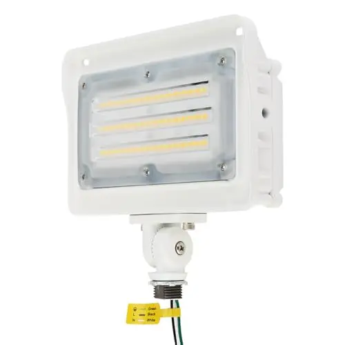 Kadision white LED flood light with adjustable arm and dusk-to-dawn sensor